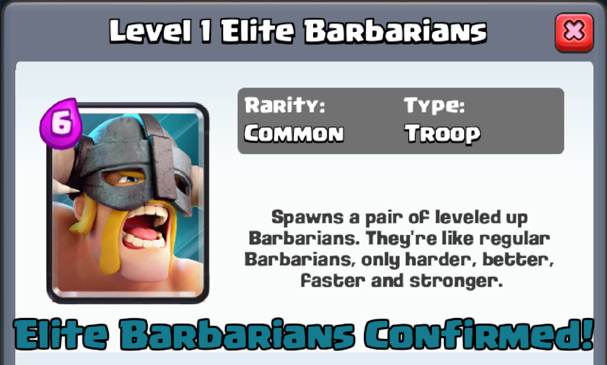 Elite Barbarians Card CONFIRMED in Next Update.