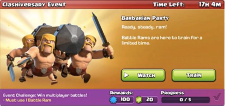 Barbarian Party Event Clash of Clans August 2017 Update